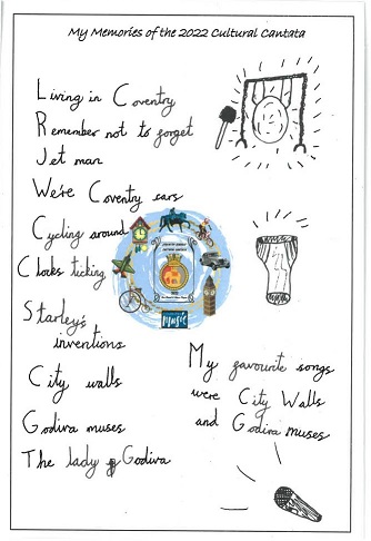 children's written and illustrted feedback from cultural cantata 2022