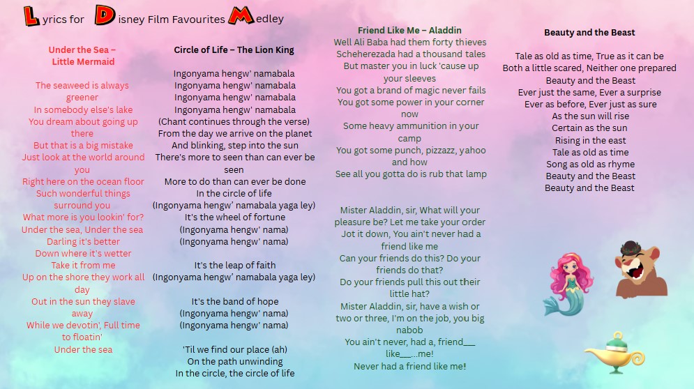 Disney medley lyric images