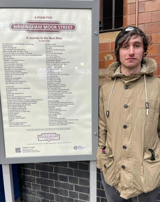 Joe and poetry at Moor Street station