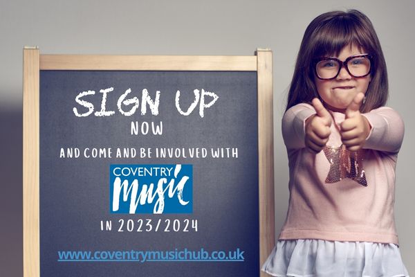 girl pointing at you with a blackboard inviting people to sign up